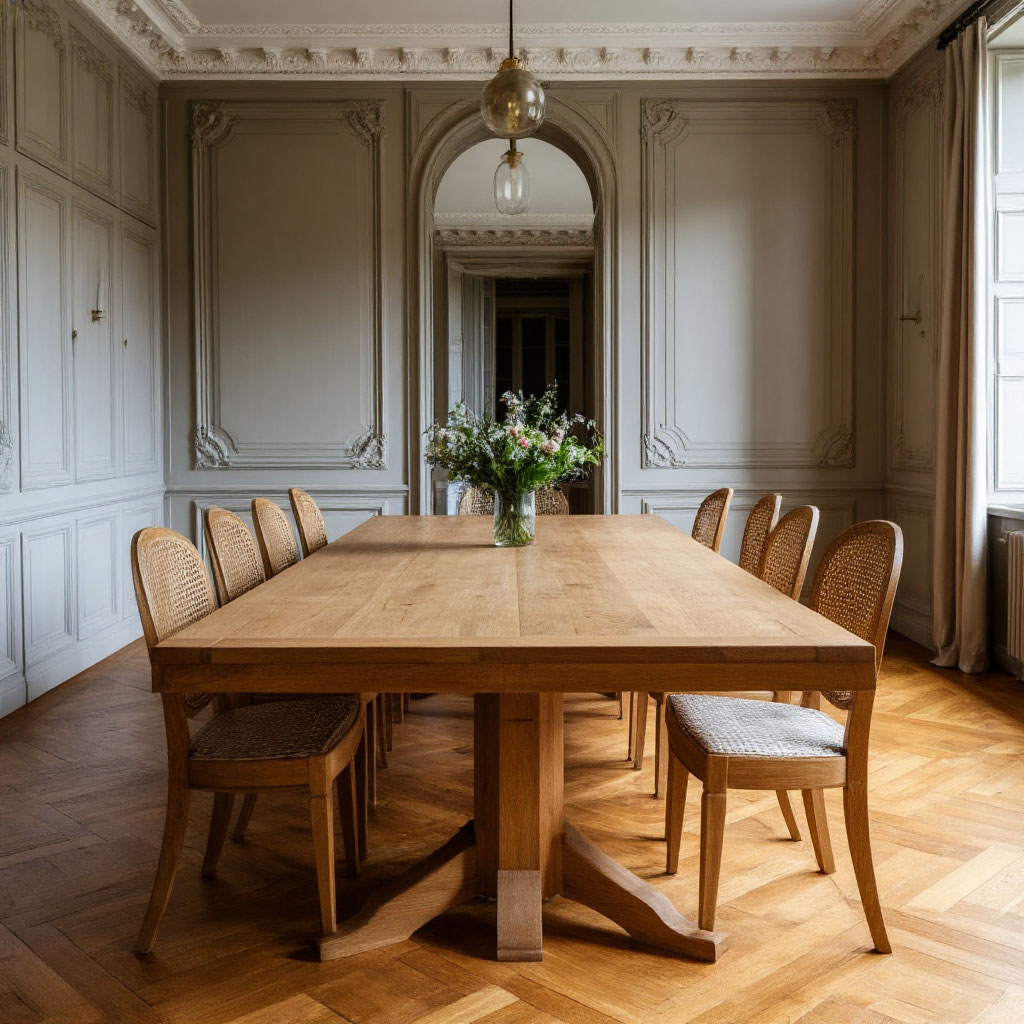 Table à manger en chêne massif - Appartement Haussmannien Paris